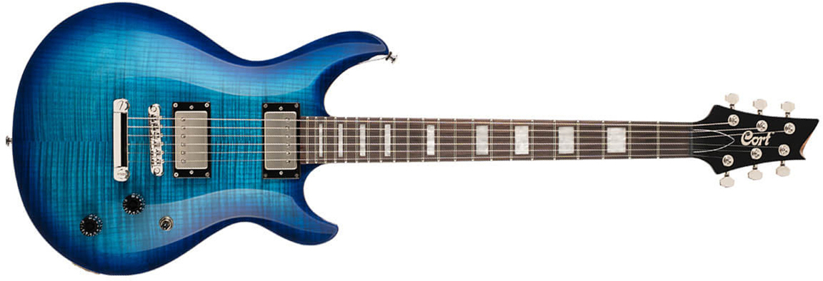 Cort M600 2h Ht Rw - Blue Burst - Guitarra eléctrica de doble corte - Main picture