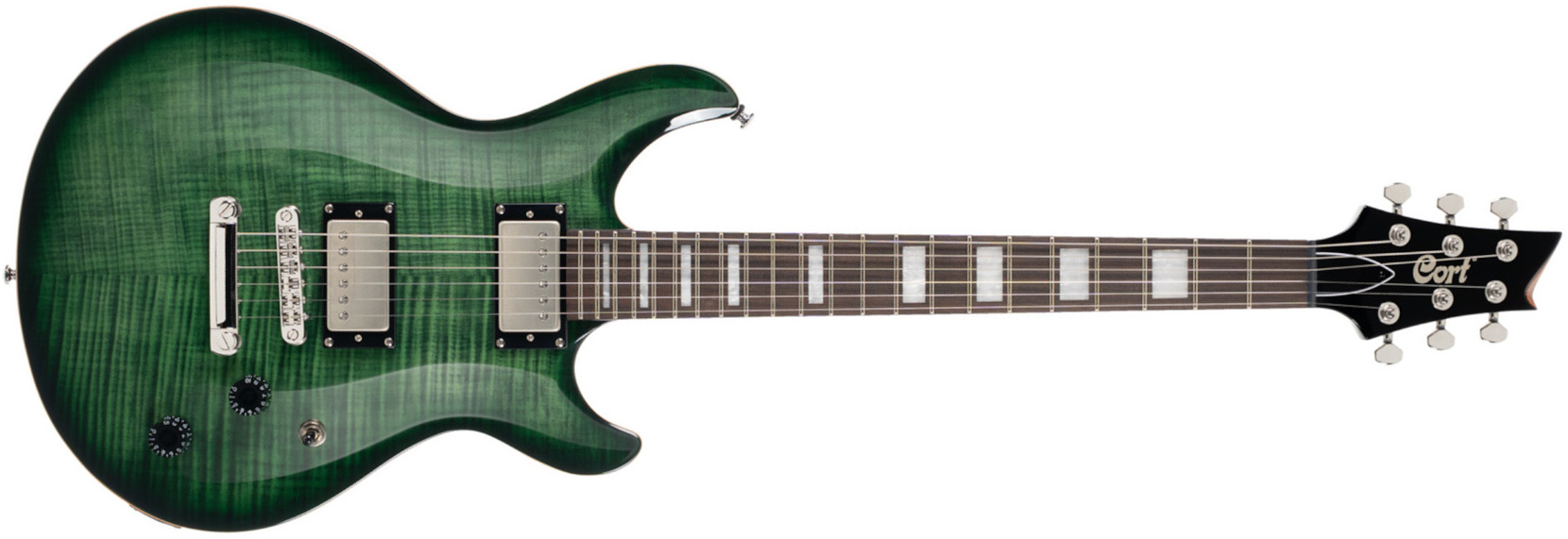 Cort M600tgb  Hh Ht Rw - Trans Green Burst - Guitarra eléctrica de doble corte - Main picture