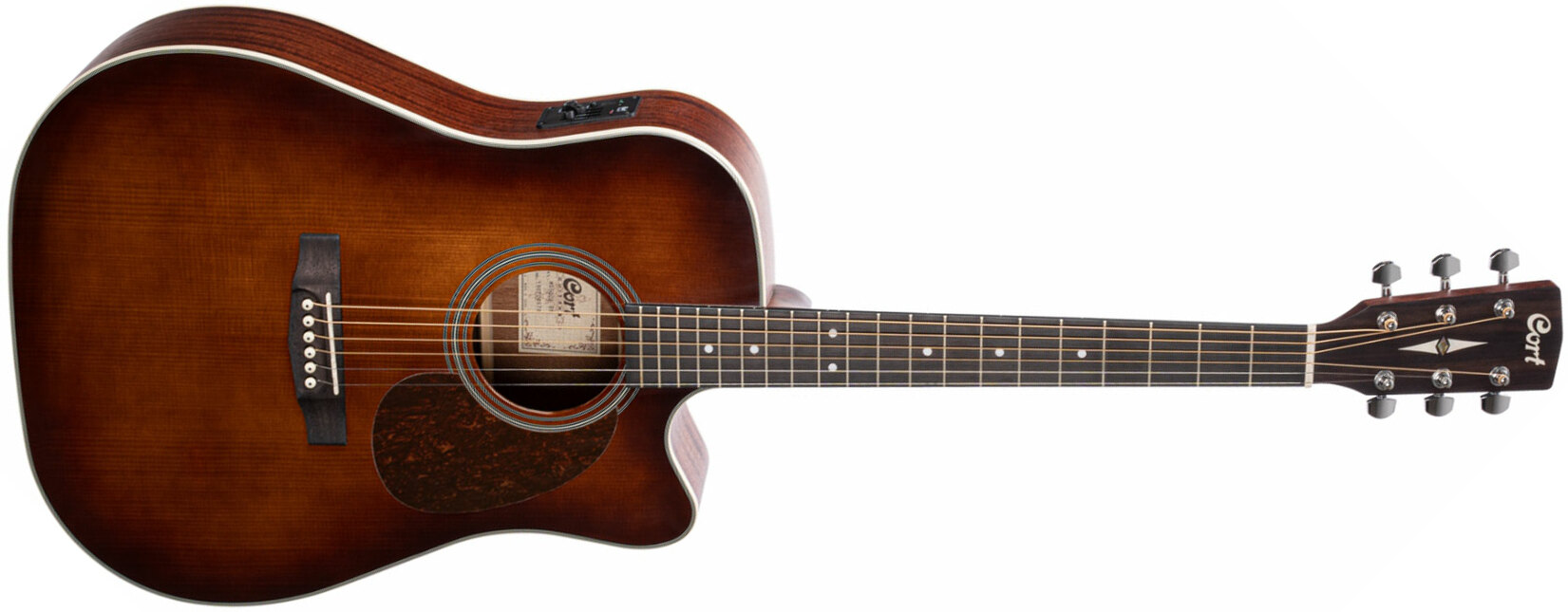 Cort Mr500e Dreadnought Cw Epicea Acajou Ova - Brown Burst Open Pore - Guitarra electro acustica - Main picture
