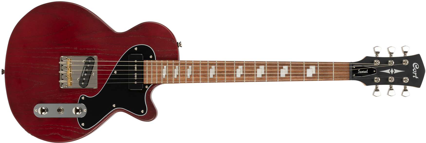 Cort Sunset Tc Opbr Ss Ht Jat - Open Pore Burgundy Red - Guitarra eléctrica de corte único. - Main picture