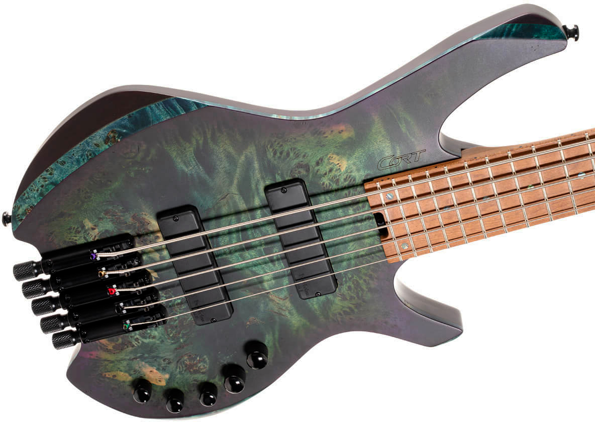 Cort Space 5c Artisan Active Bartolini Mn - Matte Star Dust Green - Bajo eléctrico de cuerpo sólido - Variation 2