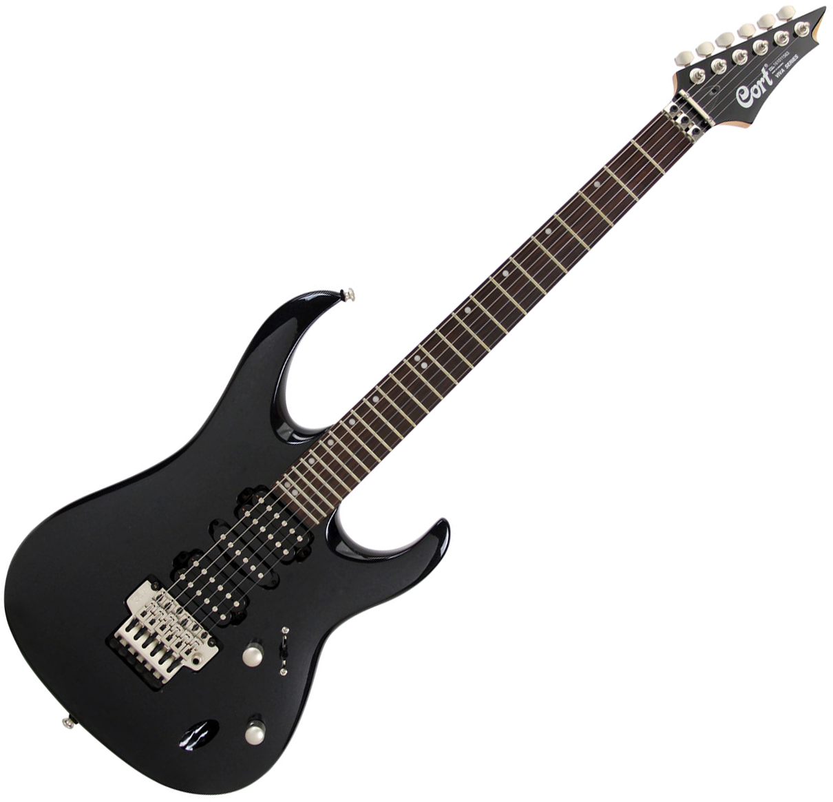 Guitarra eléctrica de cuerpo sólido Cort Viva GoldII BKM black metallic negro