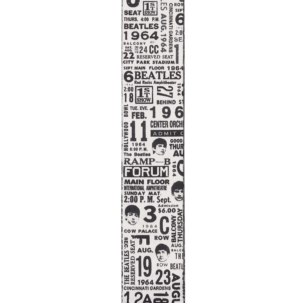D'addario 50btl13 Beatles 1964 Us Tour Ticket Stubs Guitar Strap, Black And White - Correa - Variation 1