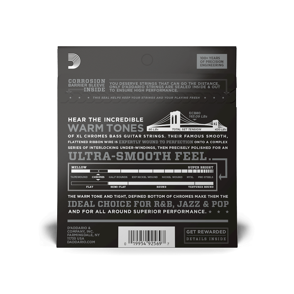 D'addario Jeu De 4 Cordes Ecb80 Bass (4) Chromes Super Light / Long Scale 40-95 - Cuerdas para bajo eléctrico - Variation 1