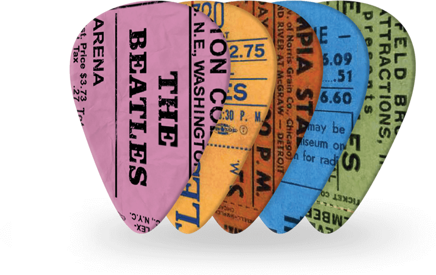 D'addario 1cwh4-10b11 Beatles 1964 Tour Ticket Stubs Guitar Picks, Medium Gauge (.70mm) 10-pack - Púas - Main picture