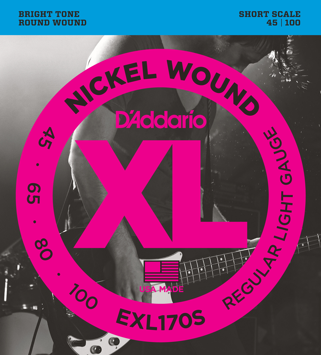 D'addario Jeu De 4 Cordes Basse Elec. 4c Nickelwound Short Scale 045.100 Exl170s - Cuerdas para bajo eléctrico - Main picture
