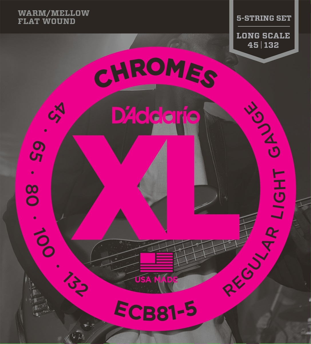 D'addario Jeu De 5 Cordes Basse Elec. 5c Chromes Long Scale 045.132 Ecb81.5 - Cuerdas para bajo eléctrico - Main picture