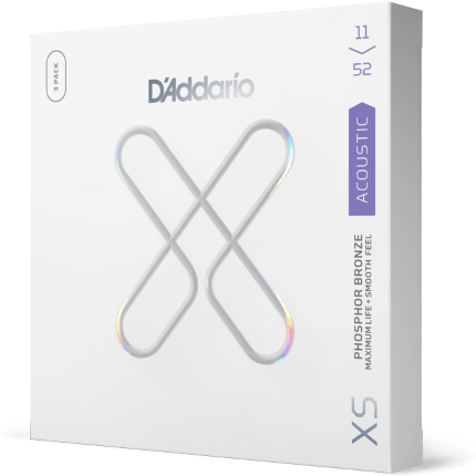 D'addario Cordes D'addario Xs Phosphor Bronze Avec RevÊtement Pour Guitare Acoustique, 11-52 Custom Light, Pack De 3 Jeux - Cuerdas guitarra acústica 