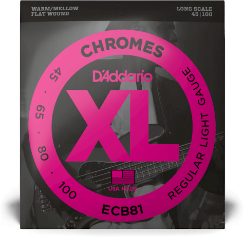 D'addario Jeu De 4 Cordes Ecb81 Chromes Flatwound Bass Long Scale Light 45-100 - Cuerdas para bajo eléctrico - Main picture
