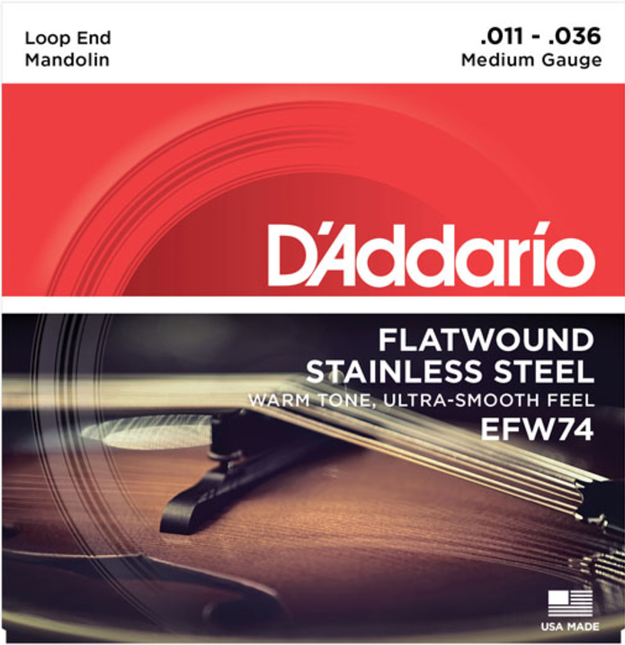 D'addario Efw74 Mandolin Strings Flatwound Stainless Steel Medium 11-36 - Cuerdas mandolina - Main picture