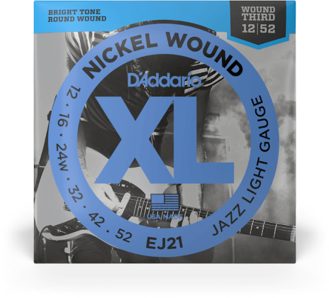 D'addario Jeu De 6 Cordes Ej21 Nickel Round Wound Jazz Light 12-52 - Cuerdas guitarra eléctrica - Main picture