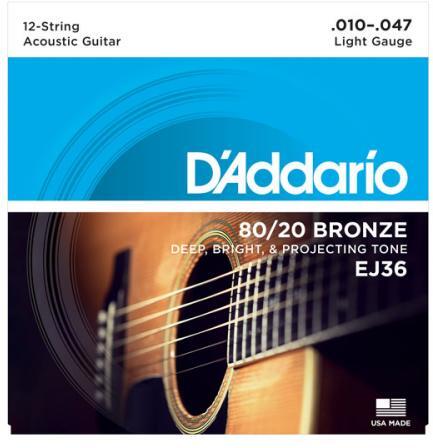 D'addario Jeu De 12 Cordes Ej36 80/20 Bronze Acoustic Guitar Strings, Light, 10-47 - Cuerdas guitarra acústica - Main picture
