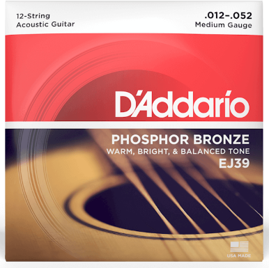 D'addario Jeu De 12 Cordes Ej39 Phosphor Bronze Acoustic Guitar Medium 13-56 - Cuerdas guitarra acústica - Main picture
