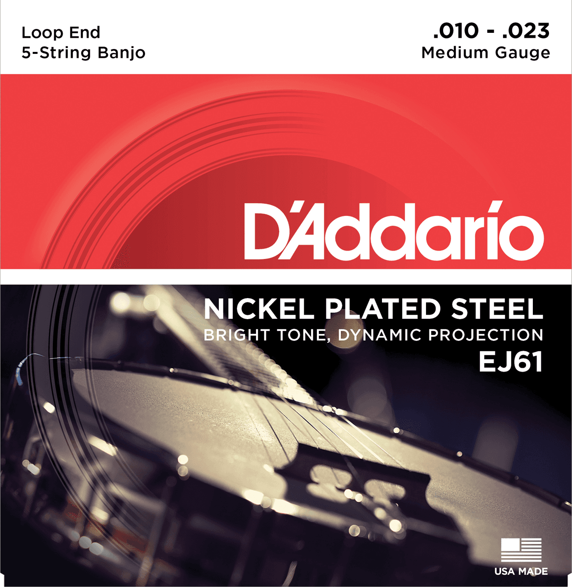 D'addario Ej61 5-string Bango Medium Nickel Plated Steel 010-023 - Cuerdas banjo - Main picture