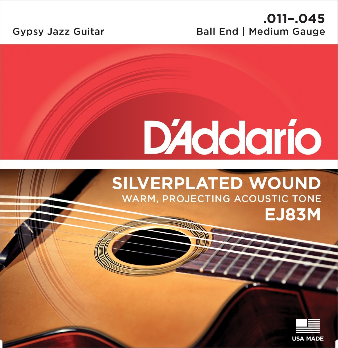 D'addario Ej83m Acoustic Gipsy Jazz Medium Ball End 11-45 - Cuerdas guitarra clásica nylon - Main picture