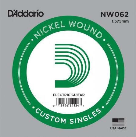 D'addario Electric (1) Nw062 Single Xl Nickel Wound 062 - Cuerdas guitarra eléctrica - Main picture