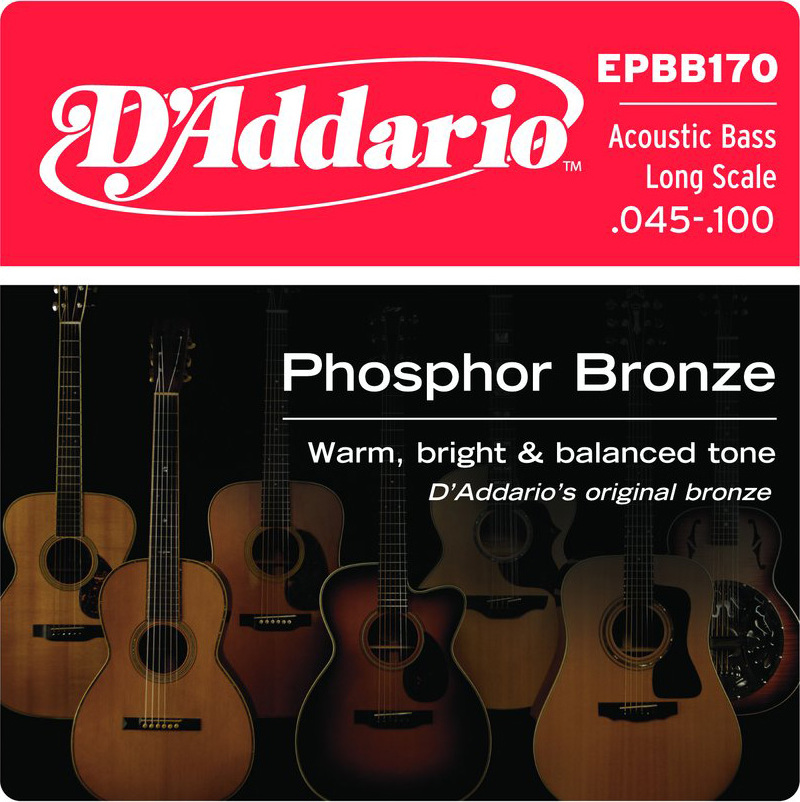 D'addario Jeu De 4 Cordes Epbb170 Phosphor Bronze Acoustic Bass Long Scale 45-100 - Cuerdas para bajo acústico - Main picture