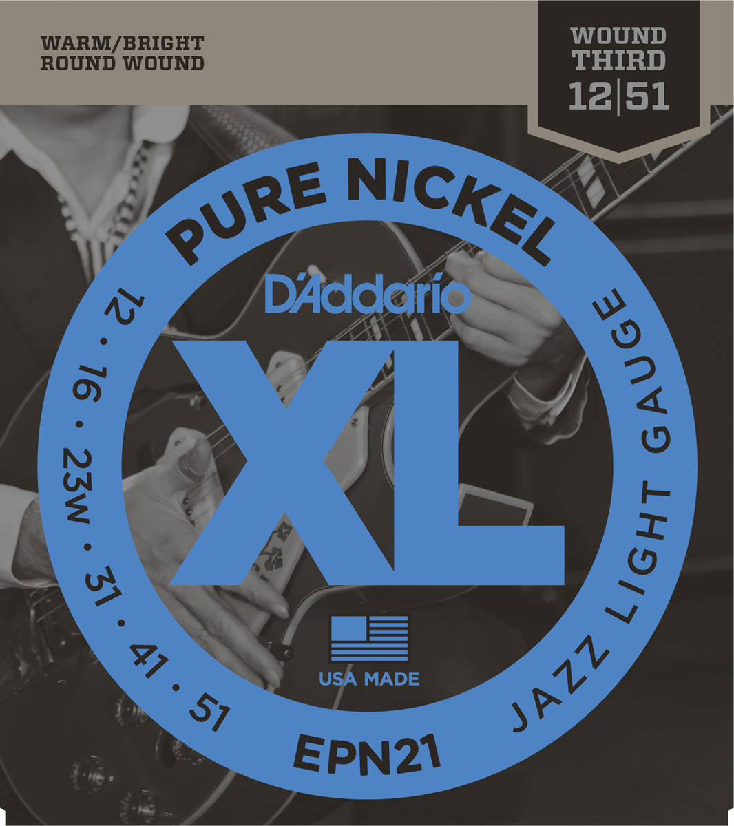 D'addario Jeu De 6 Cordes Epn21 Xl Pure Nickel - Jazz Light - 012-051 - Cuerdas guitarra eléctrica - Main picture