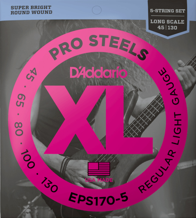 D'addario Eps170-5 Prosteels Round Wound Electric Bass Long Scale 5c 45-130 - Cuerdas para bajo eléctrico - Main picture