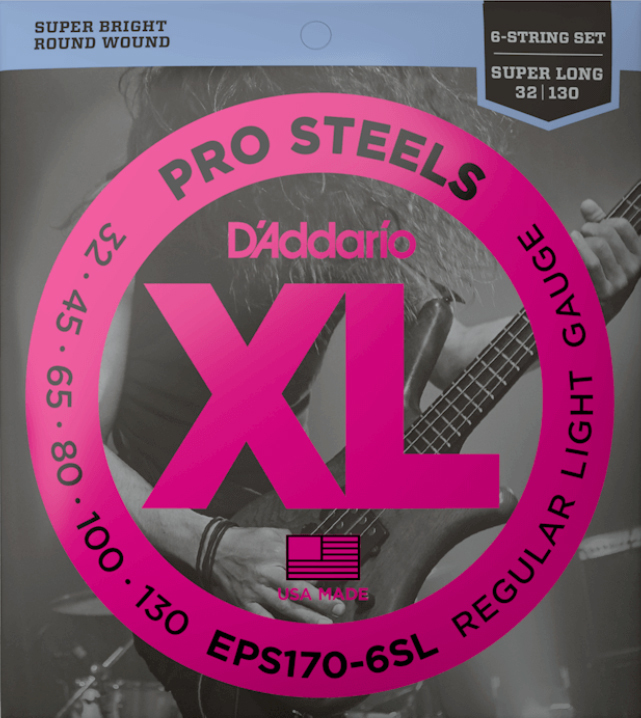 D'addario Eps170-6sl Prosteels Round Wound Electric Bass Super Long Scale 6c 30-130 - Cuerdas para bajo eléctrico - Main picture