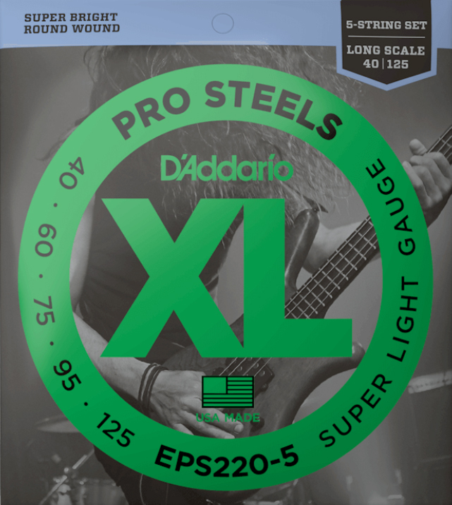 D'addario Eps220-5 Prosteels Round Wound Electric Bass Long Scale 5c 40-125 - Cuerdas para bajo eléctrico - Main picture