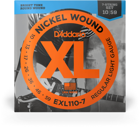 D'addario Jeu De 7 Cordes Exl110-7 Nickel Round Wound 7-string Regular Light 10-59 - Cuerdas guitarra eléctrica - Main picture