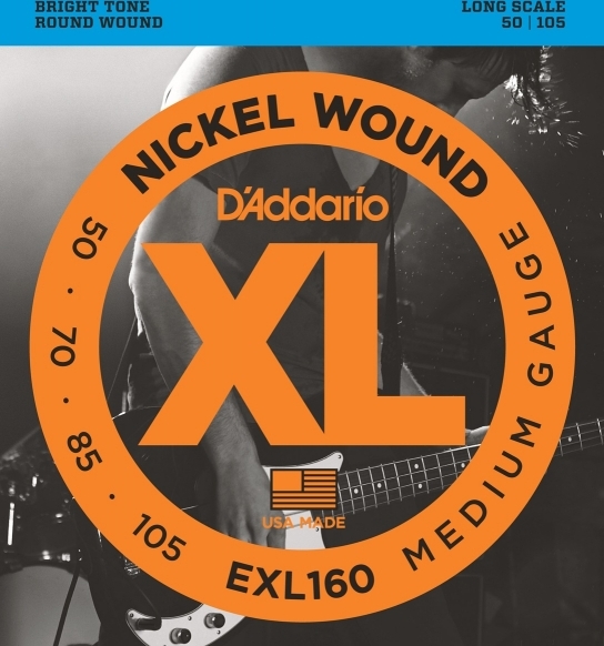 D'addario Jeu De 4 Cordes Exl160 Nickel Round Wound Bass Long Scale Medium 50-105 - Cuerdas para bajo eléctrico - Main picture