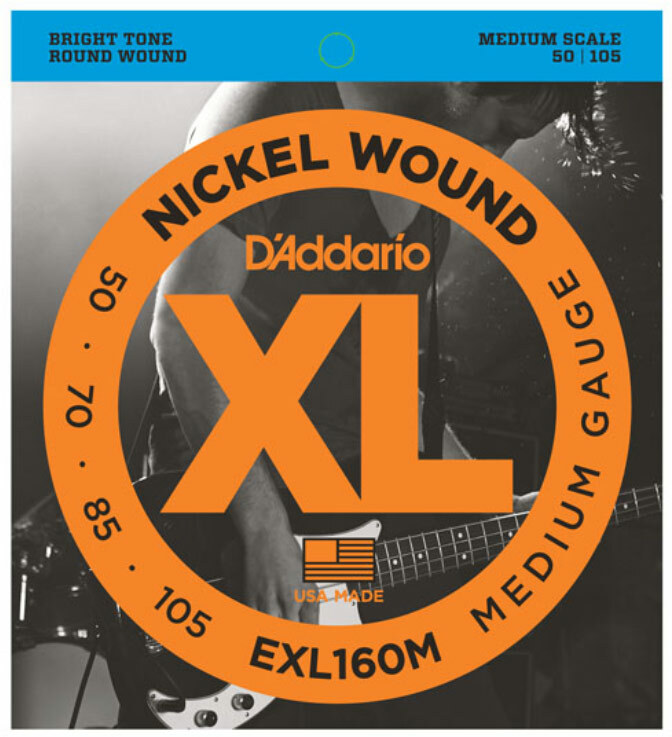 D'addario Exl160m Nickel Round Wound Bass Medium Scale Medium 4c 50-105 - Cuerdas para bajo eléctrico - Main picture
