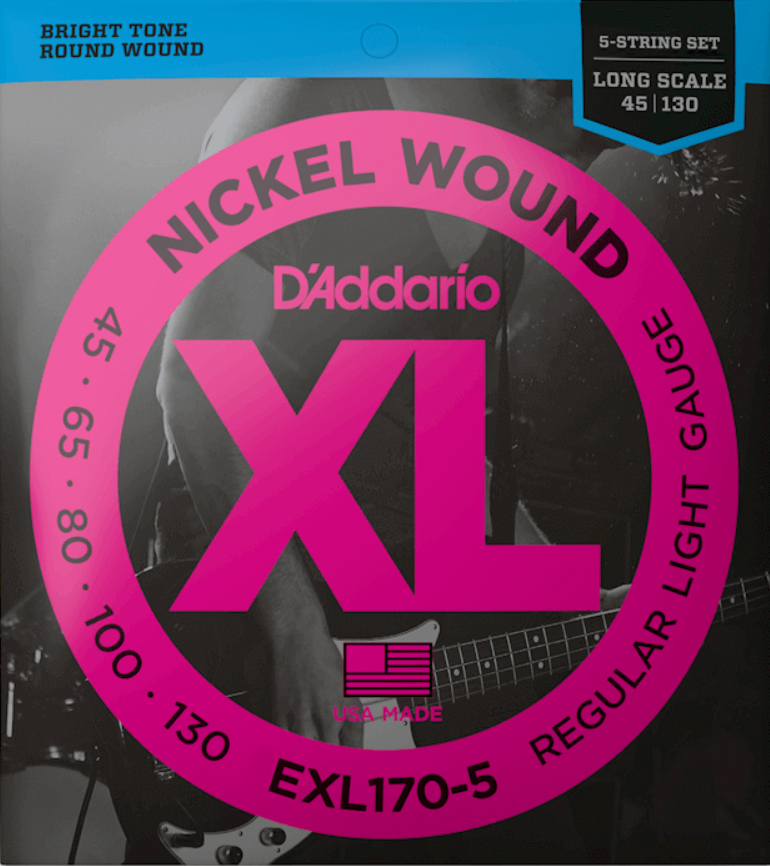 D'addario Exl170-5 Nickel Round Wound Electric Bass Long Scale 5c 45-130 - Cuerdas para bajo eléctrico - Main picture