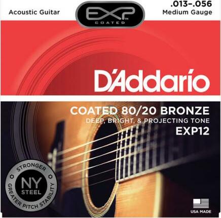D'addario Jeu De 6 Cordes Exp12 Coated 80/20 Bronze Medium Gauge 13-56 - Cuerdas guitarra acústica - Main picture