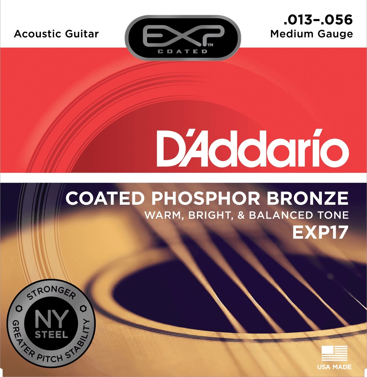 D'addario Jeu De 6 Cordes Exp17ny Coated Phosphore Bronze Medium Gauge 13-53 - Cuerdas guitarra acústica - Main picture