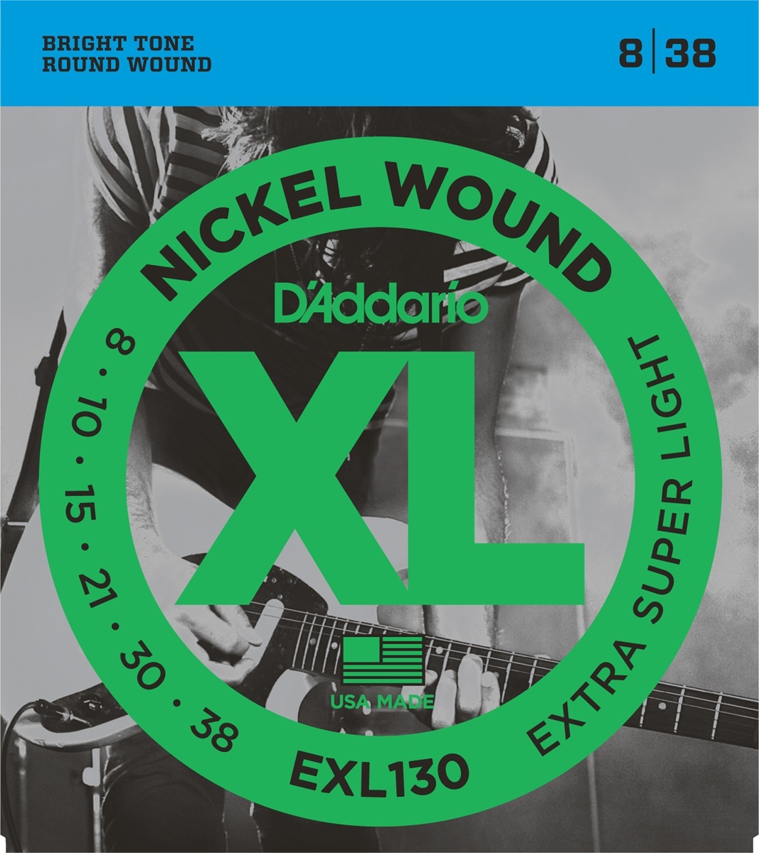 D'addario Jeu De 6 Cordes Guit. Elec. 6c Nickel Wound 008.038 Exl130 - Cuerdas guitarra eléctrica - Main picture