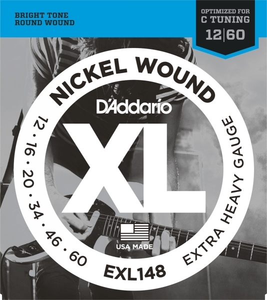 D'addario Jeu De 6 Cordes Guit. Elec. 6c Nickel Wound Drop C 012.060 Exl148 - Cuerdas guitarra eléctrica - Main picture