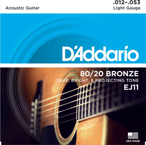 D'addario Jeu De 6 Cordes Guit. Folk 6c 80.20 Bronze 012.053 Ej11 - Cuerdas guitarra acústica - Main picture
