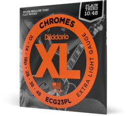Cuerdas guitarra eléctrica D'addario 10-48 Extra Light, Plain Third, XL Chromes Electric Guitar Strings - Juego de cuerdas