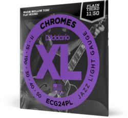 Cuerdas guitarra eléctrica D'addario 11-50 Jazz Light, Plain Third, XL Chromes Electric Guitar Strings - Juego de cuerdas