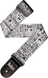 50BTL13 Beatles 1964 US Tour Ticket Stubs Guitar Strap, Black and White