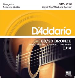 Cuerdas guitarra acústica D'addario 80/20 Bronze Bluegrass 12-56 - Juego de cuerdas