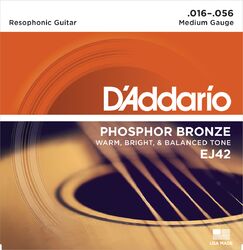 Cuerdas guitarra acústica D'addario EJ42 Resophonic Guitar Strings 16-56 - Juego de cuerdas