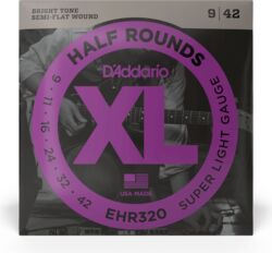 Cuerdas guitarra eléctrica D'addario EHR320 Electric Half Round Super Light 09-42 - Juego de cuerdas