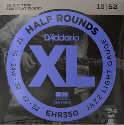 Cuerdas guitarra eléctrica D'addario EHR350 Half Round Jazz Electric Guitar Strings 12-52 - Juego de cuerdas