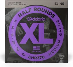 Cuerdas guitarra eléctrica D'addario EHR370 Electric Half Rounds Medium 11-49 - Juego de cuerdas