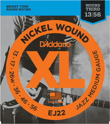 Cuerdas guitarra eléctrica D'addario EJ22 Nickel Round Wound, Jazz Medium, 13-56 - Juego de cuerdas