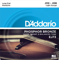 Cuerdas mandolina D'addario EJ73 Mandolin Strings Phosphor Bronze 10-38 - Juego de cuerdas