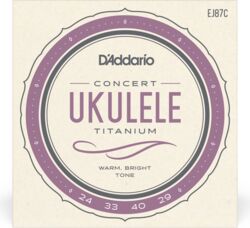 Cuerdas ukulele D'addario EJ87C Ukulélé Concert (4)  Pro-Arté Titanium 024-029 - Juego de cuerdas