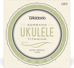 Cuerdas ukulele D'addario EJ87S Ukulélé Soprano (4)  Pro-Arté Titanium 028-029 - Juego de cuerdas