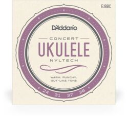 Cuerdas ukulele D'addario EJ88C Nyltech Ukulele, Concert - Juego de 4 cuerdas