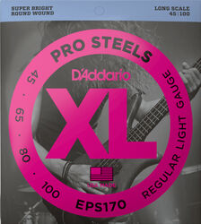 Cuerdas para bajo eléctrico D'addario EPS170 Electric Bass 4-String Set ProSteels Round Wound Long Scale 45-100 - Juego de 4 cuerdas