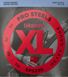 Cuerdas para bajo eléctrico D'addario EPS230 Electric Bass 4-String Set ProSteels Round Wound Long Scale 55-110 - Juego de 4 cuerdas