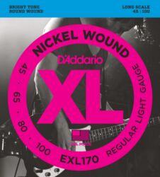 Cuerdas para bajo eléctrico D'addario ESXL170 XL Nickel Wound Basse 045-100 - Juego de 4 cuerdas